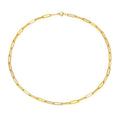 18K Gold Filled Paperclip Clip Choker Necklace Hot Stainless Steel Link Chain Necklaces Rectangle Paper 5g Gold Plated Pearl