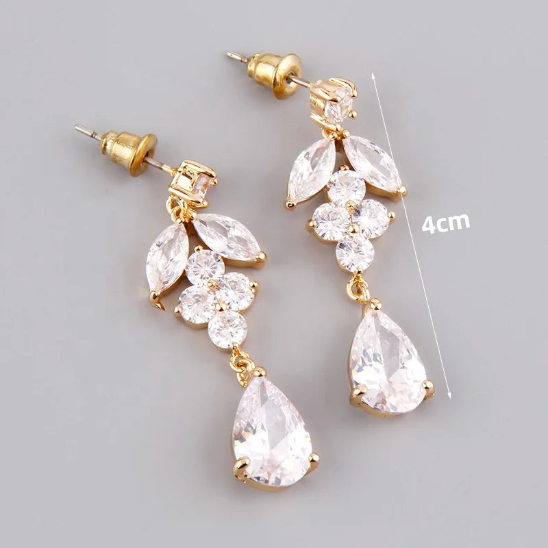 Hot Selling Top Quality Women's Accessories Branch Shiny Glass Charm Earring White Black Grape Cubic Zircon Stud Earring