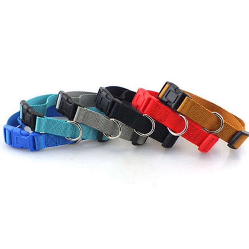 Adjustable Plain Nylon Dog Collar Colorful Printed Vegan Leather Personalized Gift with Collar Para Perros collar MegaBDM
