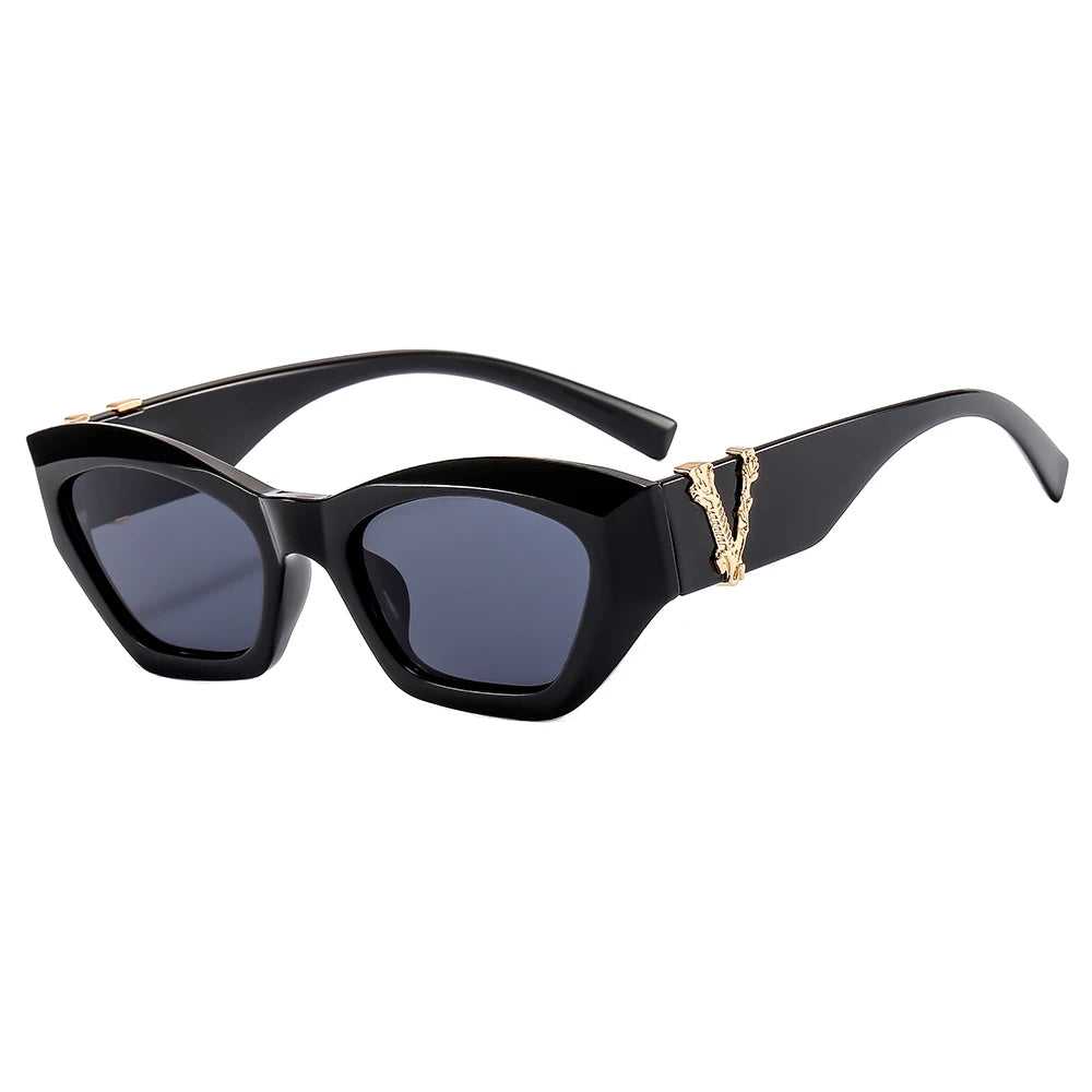 Wholesale 2024 Trendy Retro UV400 Cat Eye Sunglasses for Women Custom Logo Gray/White/Green PC Frames Protective Brand Shades