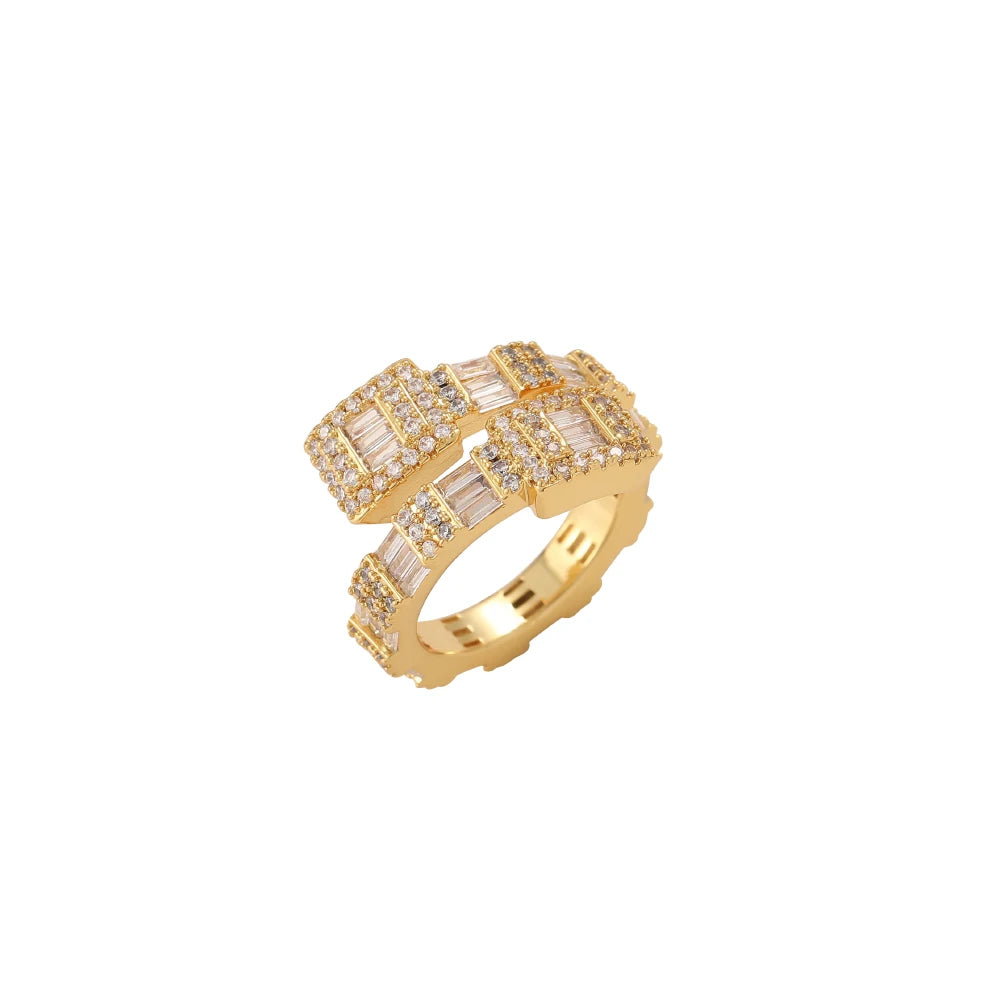 R048   Brass  Prong Setting CZ  Ring  Cubic Zircon Iced Out RING Hip Hop Cubic Zirconia Rings Jewelry