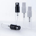 Wholesale Crimp clear Spray Glass Bottle with Black White Sprayer 2ml 3ml 5ml Refillable Perfume Bottle for Cosmetic Packaging