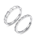 Luxury Gift 925 Silver Plated Zircon Crystal Adjustable Couple Lovers Engagement Rings Jewelry for Wedding