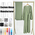 Crepe Abaya Hijab Set Ramadan Dubai Luxury Kimono Side Wrap With Pockets Islamic Clothing 2 Piece Suit Women Muslim Modest Dress