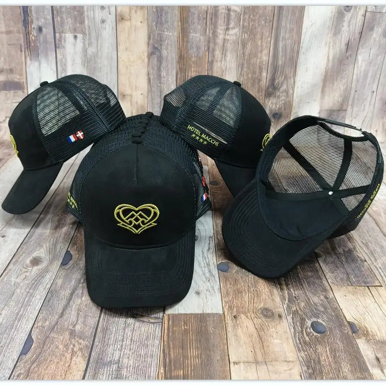 Wholesale Sporty 5-Panel Trucker Baseball Cap Black Suede with 3D Embroidery Common Fabric for Business Scene