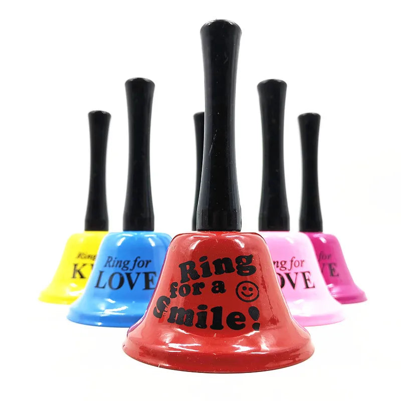Custom Logo 75mm KISS Hand Cranked Bell Classic Color Handle Promotional Desk Bell Party Toy Ring Decorations Fun Supplies Silk
