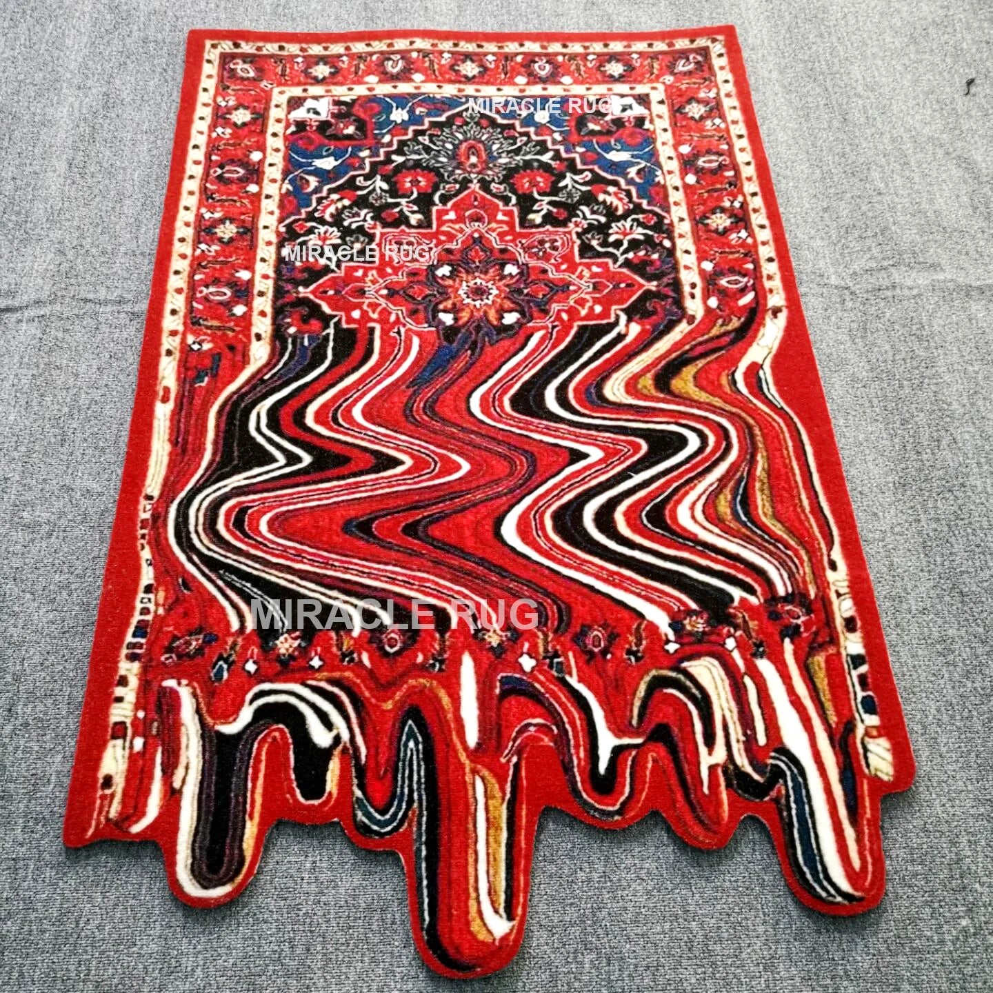 Classical Fun Hallway Floor Moroccan Rug Irregular Wave Mat Custom Tufting Melting Decor Red Carpets for Home