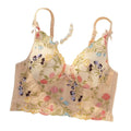 Women's Translucent Fantasy French Lace Bra Embroidered Flower Strap Bra Underwear