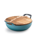 Sky Blue Enameled Cast Iron Wok Double Ear Pot Multifunctional Stew Induction Compatible Soup Pan Healthy Kitchen