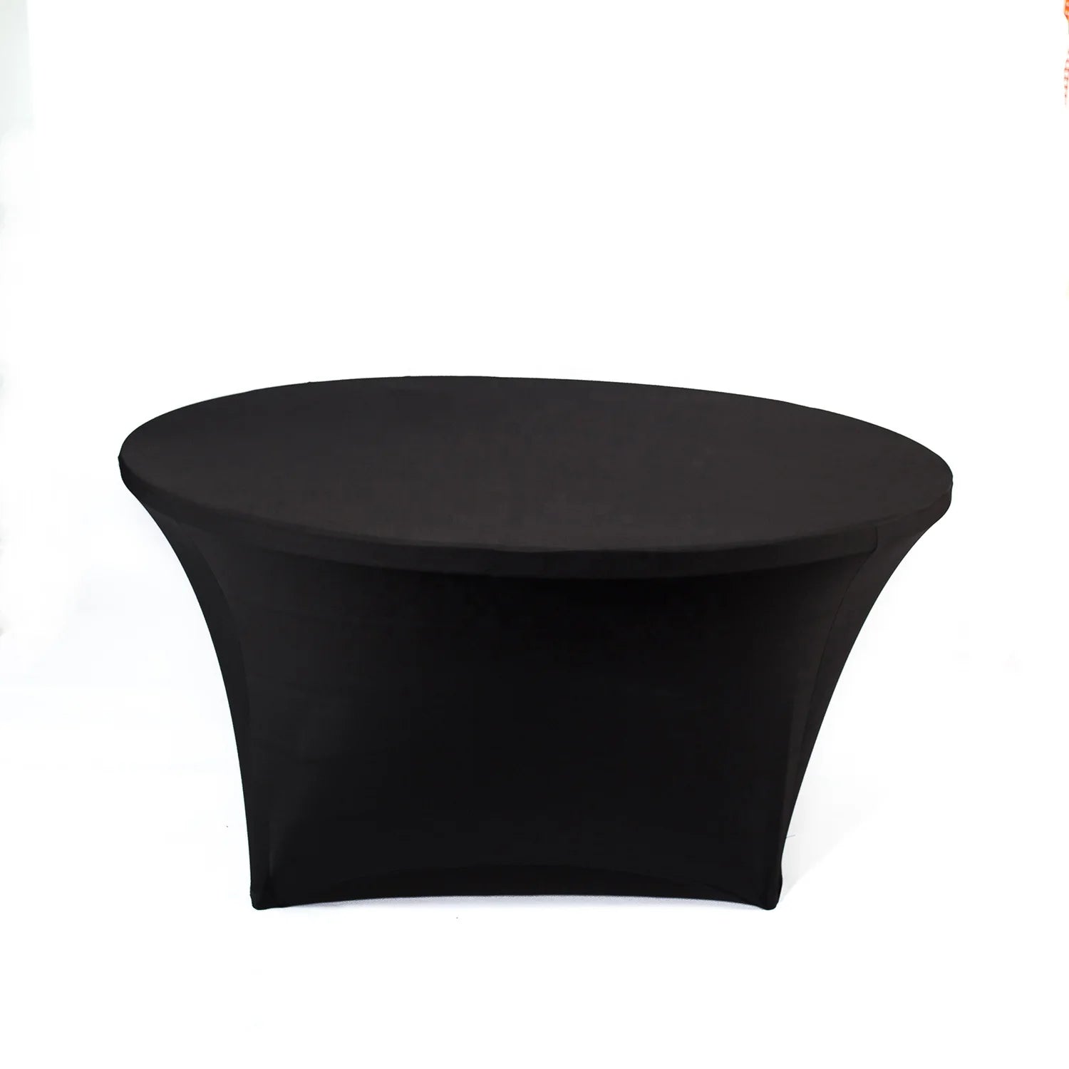 Black 60 Inch 5 Foot Round Stretch Spandex Tablecover