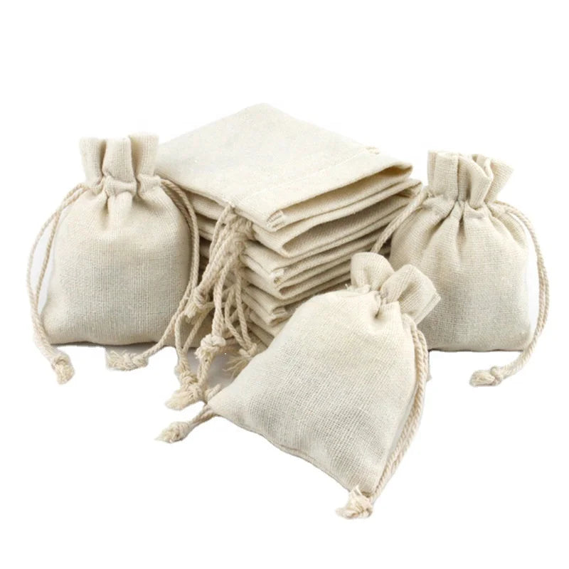 Storage Drawstring Pouch Bag Cosmetic Cotton Jewelry Drawstring Shoe Small Bags for Gifts