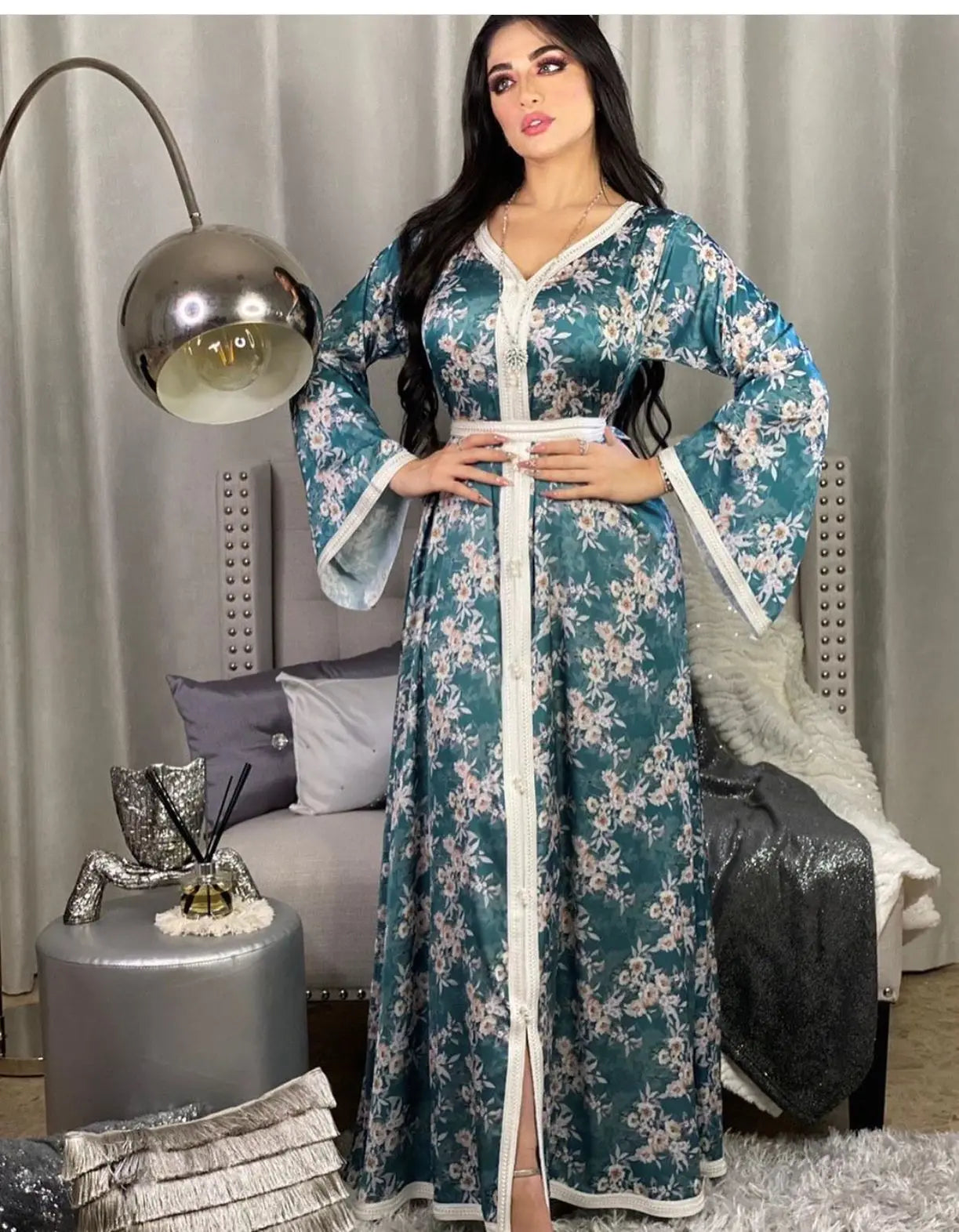 Factory Direct Sale Middle East Turkey Printed Lace Women Abaya Dubai  Long Dress Abaya Muslim Women's Clothing Arabian Dress