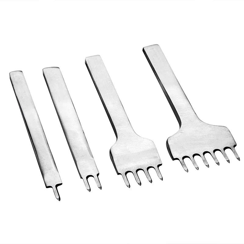 Leather Craft Tool Set Steel Hole Chisel Graving Stitching Punch Tools Kit 4 Size for Choose-Polished