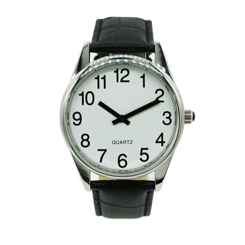 Mens Easy to See Big Bold Number Watch Band White Dial for Blind People or Visually Impaired People or Old People