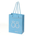 OEM Luxury Blue Paper Bag with Custom Printed Logo Letter Pattern and Handles Custom Made Luxury Gift Shopping Bags