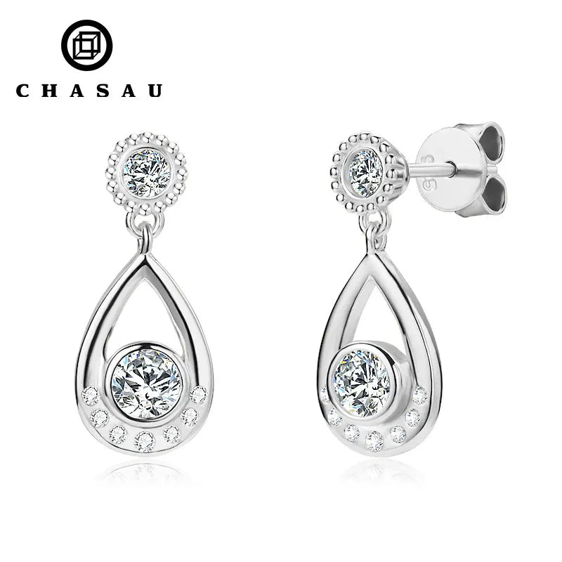 Manufacturer VVS1 Moissanite 925 Sterling Silver 4mm(0.3ct*2pcs) & 3mm(0.10ct*2pcs) Mossanite Earrings Ladies Drop Earrings