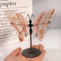 Wholesale Natural Fire Quartz Butterfly Wings Carving Healing Stones Crystal Butterfly Wing Carving Gifts
