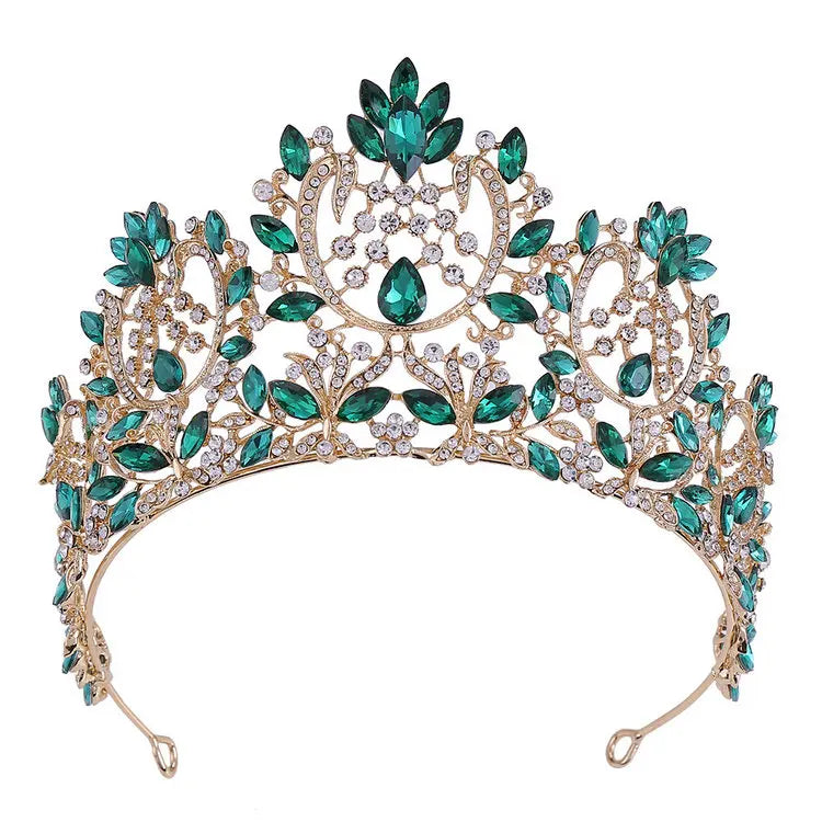 QS Elegant Crystal Wedding Hair Accessories Silver Gold Plated Tiara Crowns for Brides Queens for Anniversaries Engagements