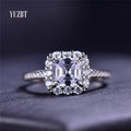 Silver 925 Original Brilliant Cut 1 Carat Diamond Test Past D Color Square Moissanite Ring for Women Princess Wedding Jewelry