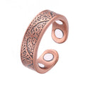 Adjustable Vintage Style Male Ring Gold Plated Pure Copper Magnetic Jewelry with Floral Design