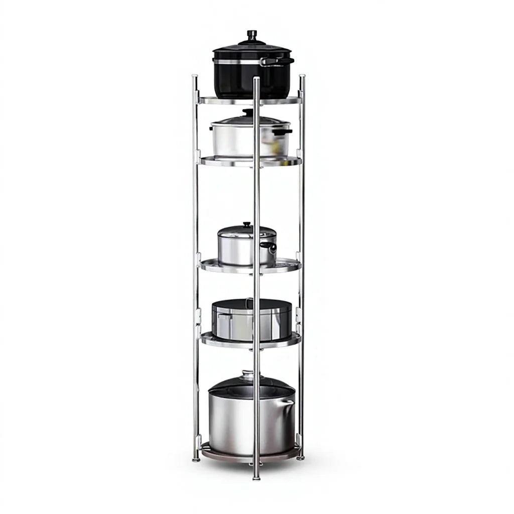 Home 2/3/4/5 Layers Kitchen Pan Shelf Stainless Pot Rack Organizers Multi-layer Corner Storage Holder Save Space Rust-proof