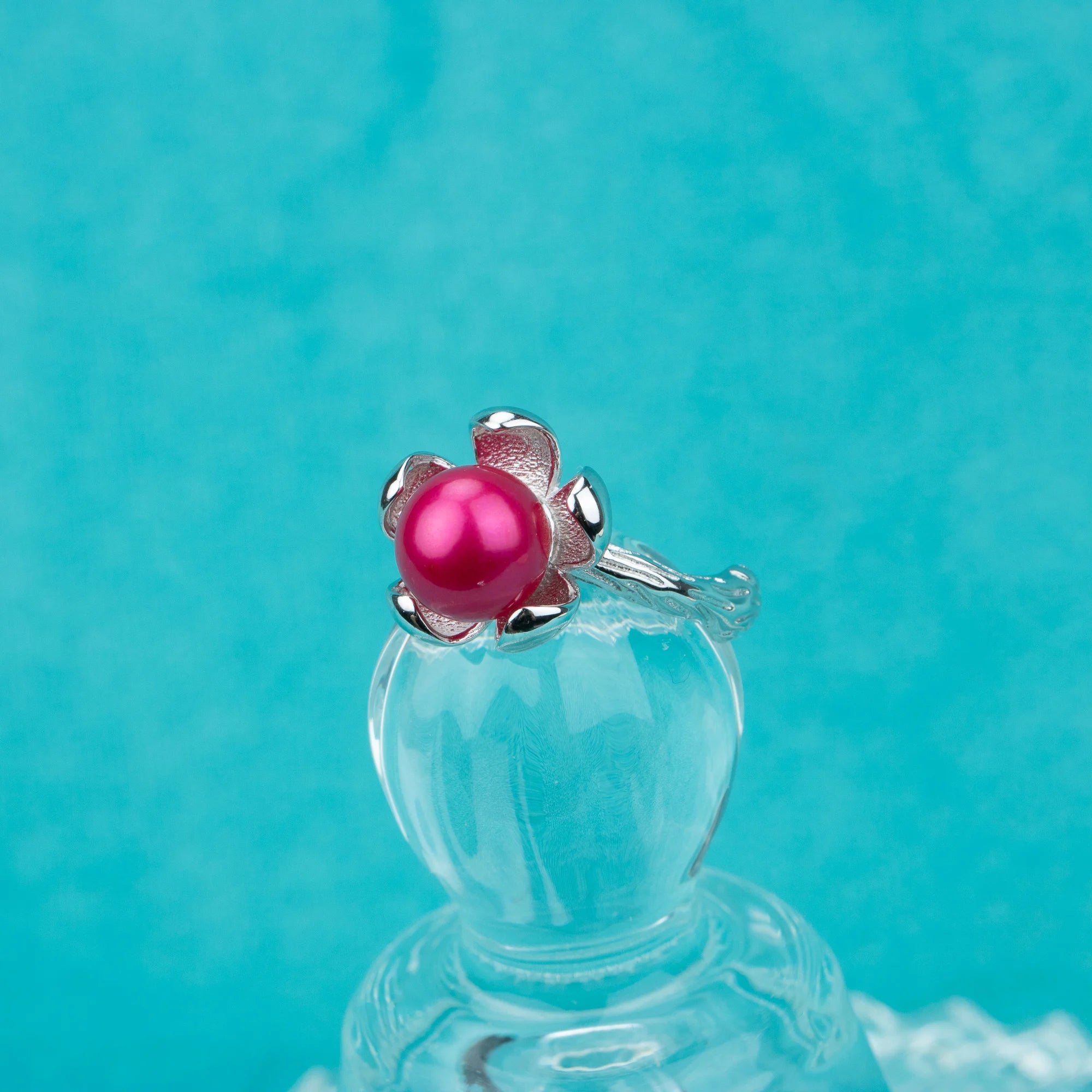 R030509 DIY 7-8mm Natural Freshwater Pearl Ring Accessory 925 Sterling Silver Adjustable Size Engagement Jewelry Ring for Women