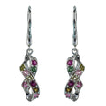 Elegant 925 Silver Drop Earrings Rhodium Plated Natural Tourmaline Geometric Pattern for Wedding Party Birthday Gift for Women