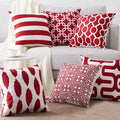 Home Decor Red White Moroccan Geometric Single Print Pillow case Polyester Throw Pillow Cover 18*18 Inch Cushion Cover