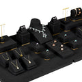 Jinsky Luxury Black Microfiber Jewelry Display Props Wholesale Necklace Bracelet Jade Window Jewellery Display Set