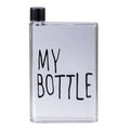 Wholesale Custom Logo 420ml Portable Sport Plastic Vacuum Flask Water Drink Cup Transparent A5 Notebook Flat Square Water Bottle