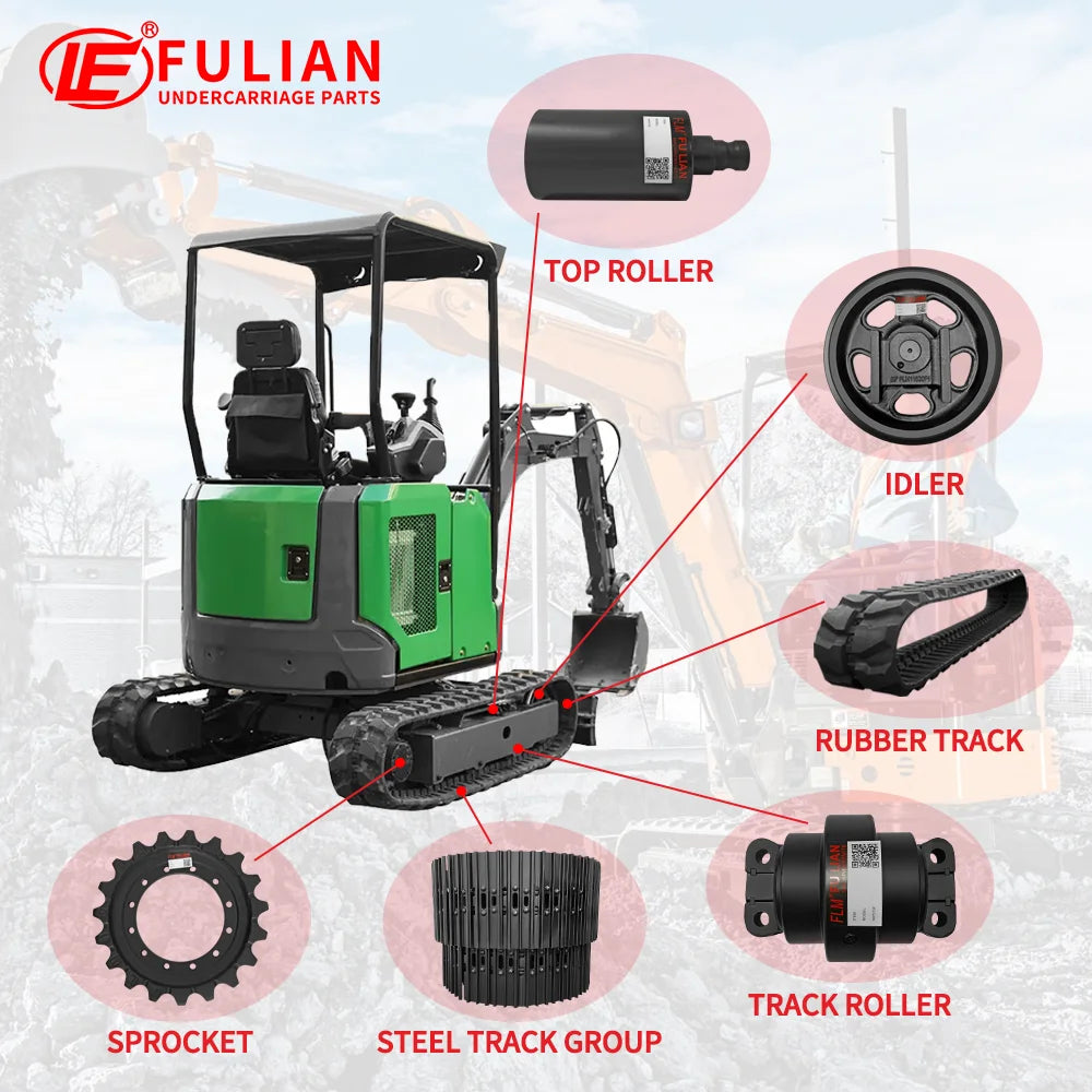 Mini Excavator Undercarriage Parts Rubber Track Idler Sprocket Steel Track Group Carrier Roller Bottom Roller for Mitsubishi