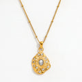 Joolim 18K Gold Plated Jewelry Dainty Zirconia Pave Irregular Pendant Bead Chain Necklace Stainless Steel Jewelry