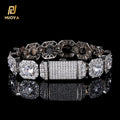 NUOYA 10mm Clustered Tennis Chain Bracelet Iced Out Baguette Cubic Zircon Hip Hop Jewelry Gift for Men