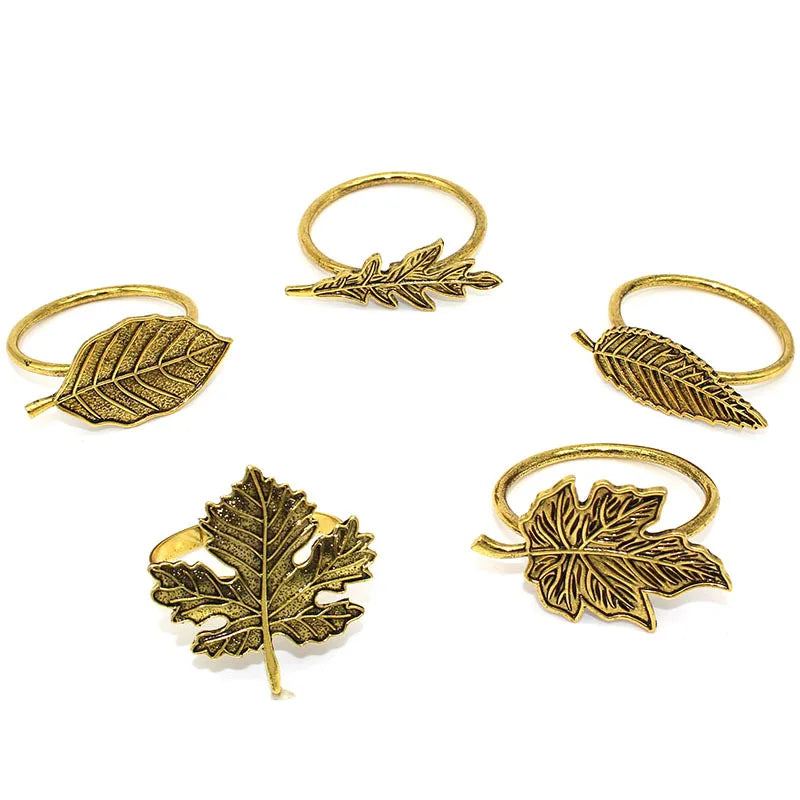 Exquisite Metal Napkin Holder Leaf Napkin Ring Fall Decor for Weddings Parties Stocked Thanksgiving Table Serviette Decoration