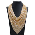 SC Popular Stylish Shiny Scale Necklace Vintage Sequin Necklace Triangular Towel Statement Necklace for Women