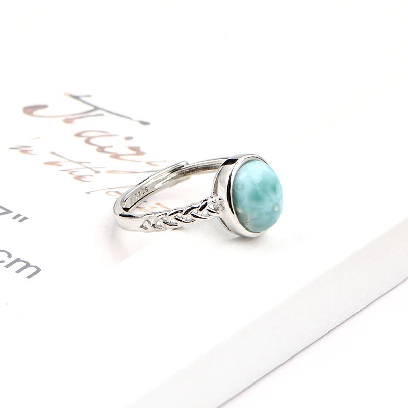 Factory Wholesale Jewelry Fashion Creative Ring Women's Adjustable Larimar Oval Ring
