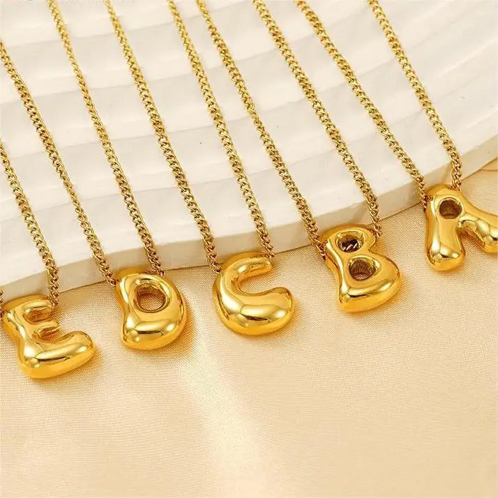 Popular Stereo Letter Pendant Necklace Stainless Steel 18k Gold Monogram Necklace Waterproof Tarnish Free Fall Necklace