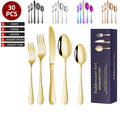 Classic Hot Selling Stainless Steel Cutlery 30 Pcs Set Knife Fork and Spoon Mirror Polished Gold Cutlery Set