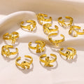 MC279 Wholesale Stainless Steel 12 Horoscope Rings Couple Zodiac Open Ring 18K Gold Plated Rings Jewelry for Gifts