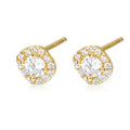 Best Selling Simple Earrings Cz Jewelry Women Round Shape Gold Plated Zircon Silver Stud Earrings 925