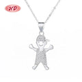 Happy Cartoon Figure 925 Sterling Silver Cubic Zirconia Moissanite Pendants for Necklace