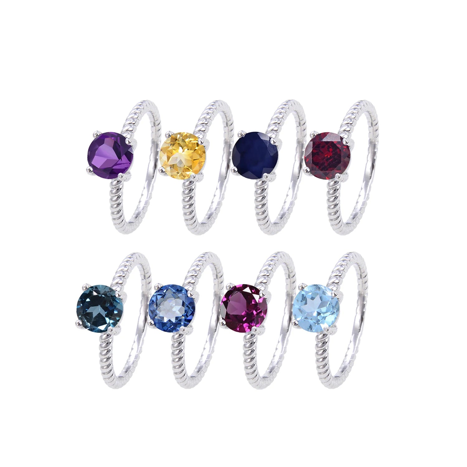 C5034 Abiding Jewelry Wholesale Classic Fashion Ring Set 925 Sterling Silver Custom Natural Gemstone Women Ring Set