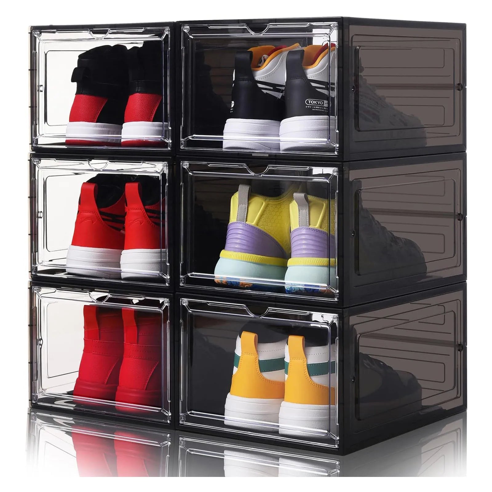 Stackable PP Foldable Rectangle Shoe Storage Boxes with Injection Molded Design Save Space Plastic Container