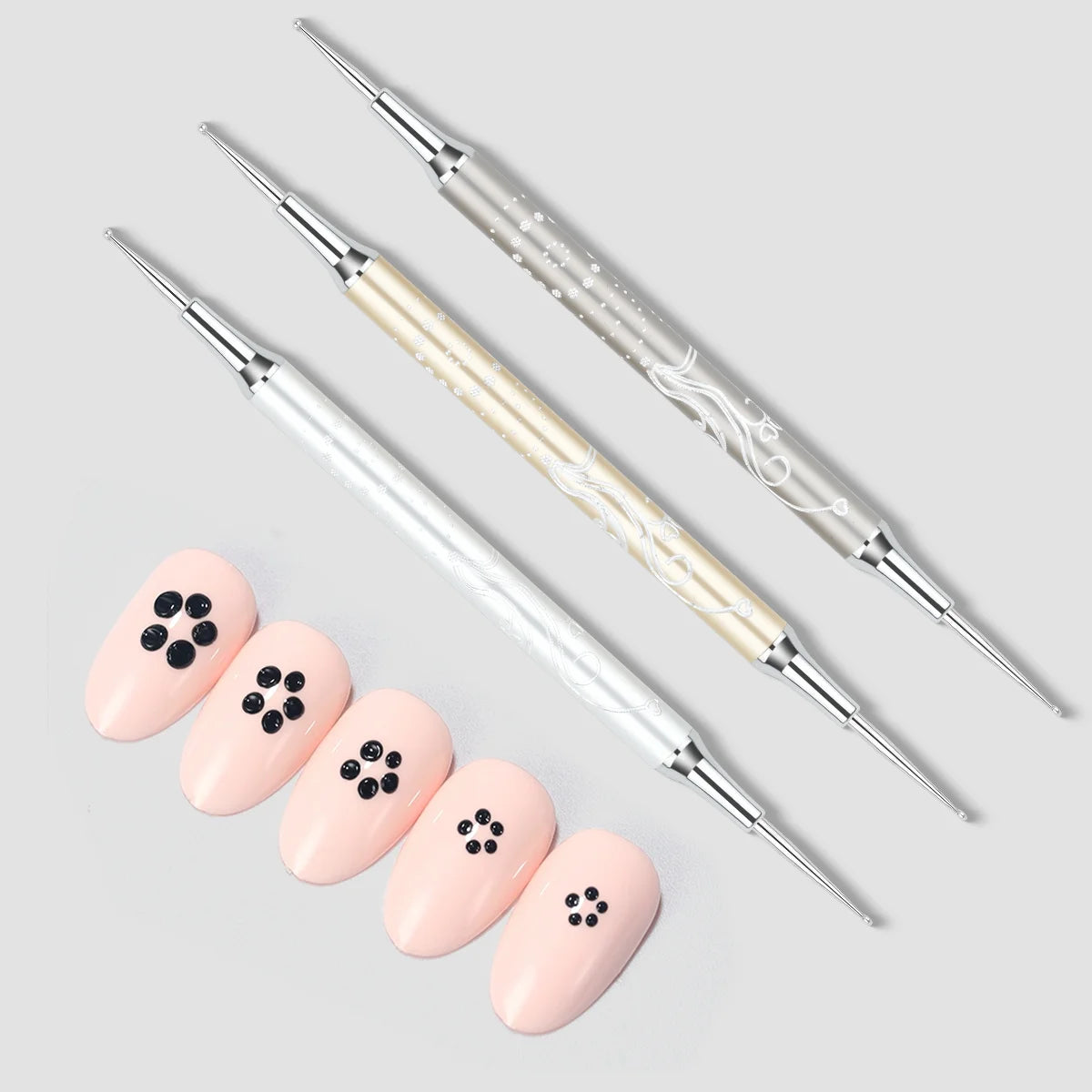 New Double-head Nail Art Dotting Pen Wax/Silicone Tip Manicure Art Tools Brush Rhinestone Handle Metal Head Nail Point Drill