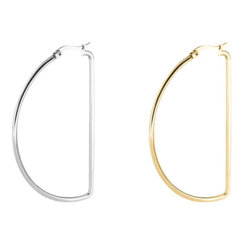 Fashion Stainless Steel Wire Half Circle Dangle Hoop Diy Beads Hooped Earrings Accessories Outfit Party Jewelry Designer Jewelry