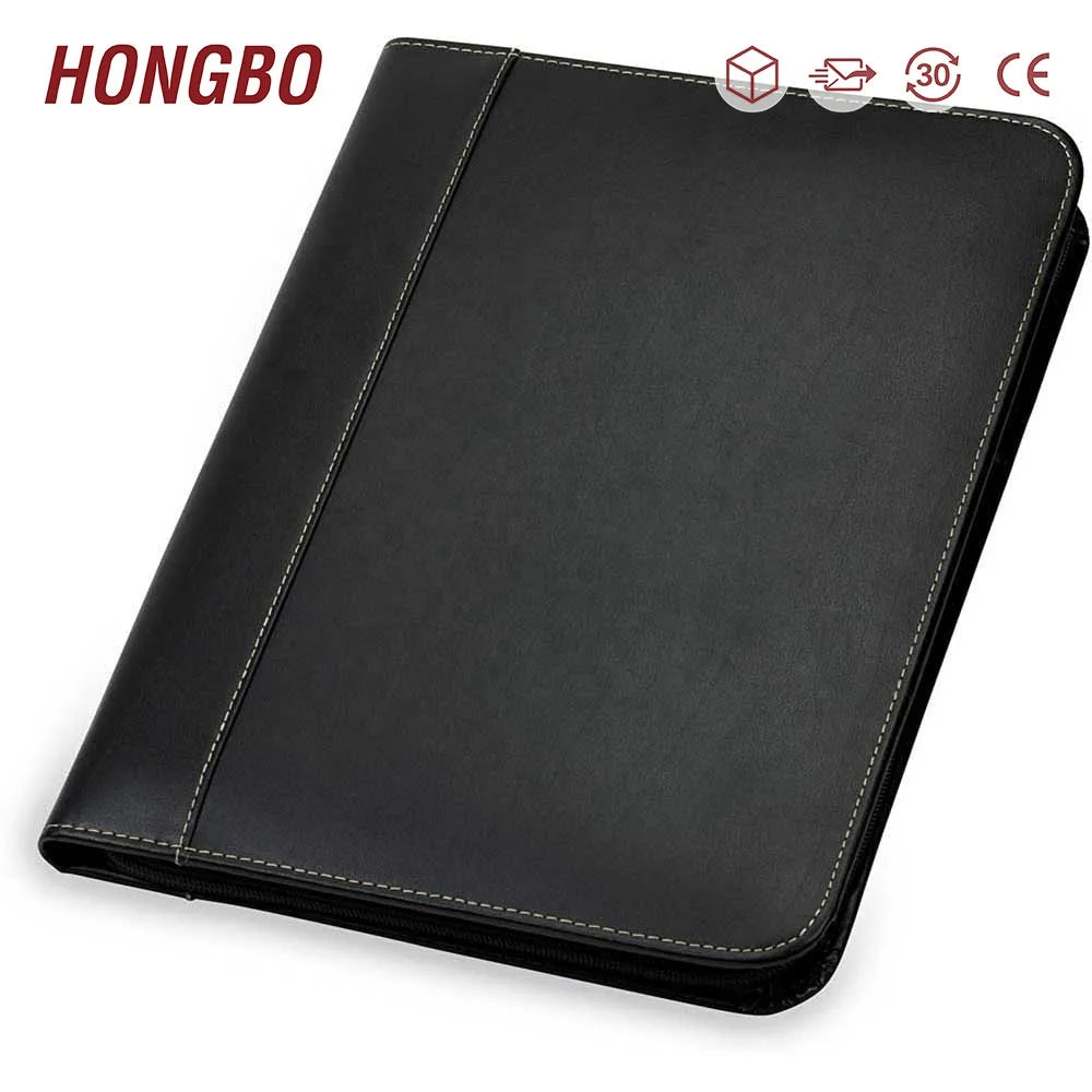 Unisex 8.5 X 11 Contrast Stitch Zipper Padfolio 13-Inch Business Portfolio Folder for Office Use Men & Women