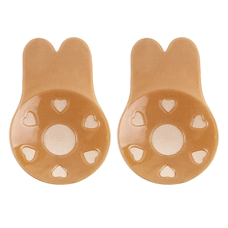 Invisible Rabbit Sticky Bras with Adhesive Biogel Push-Up Lifting Nipple Covers Underwear Accessories