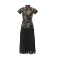 Brocade Plum Slim Retro Women's Daily Large Size Mother Dress 2023 Spring and Summer New Improved Cheongsam Top