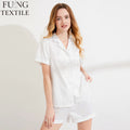 FUNG 3034  Custom Ladies Soft Silk Pajamas Womens Short Sleeve Sleepwear Soft Satin Loungewear 2 PieceShorts Set for Women