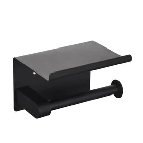 SUS304 Stainless Steel Wall Mounted Toilet Paper Roll Holder With Phone Shelf Luxury Washroom Tissue Paper Dispenser